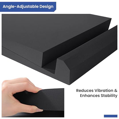 Speaker Isolation Pads, Foam Studio Monitor Isolation Pads for 8-10 Inch Monitors, Acoustic Noise Reduction Riser Platform for Studio Monitor, Subwoofer, Loudspeaker, 16.5"x15"x2.5", Black
