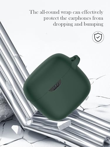 Case for JBL Tune Flex - True Wireless Noise Cancelling Earbuds,Soft Protective,BOVUGAC Silicone Case Cover with Keychain & Cleaning Kit & Lanyard for JBL Tune Flex Earbuds-Green - color: Green
