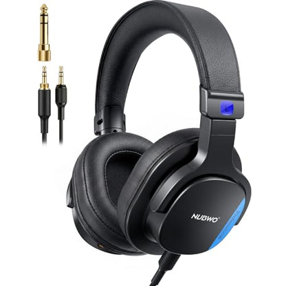 NUBWO HD01 Studio Headphones Wired, Hi-Res Over Ear Headphones with 1/4 inch to 3.5mm Adapter, Lightweight Closed Back DJ Headphones for Piano Guitar AMP Recording Mixer Amplifier