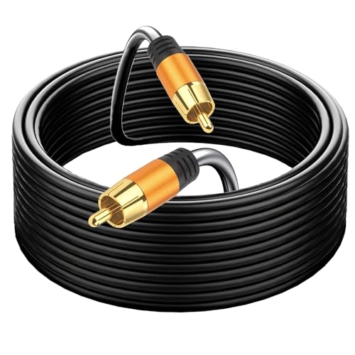 Generic 25FT Digital Coaxial Audio Cable, RCA Male to RCA Male, Subwoofer, Home Theater, Video/Audio, Black, 12 Feet, Male-to-Male, Outdoor, 12 MHz, 1 Count - style: 25FT