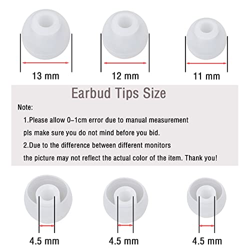 Silicone Ear Tips Replacement Earbud Tips for In-Ear Headphones (Inner Hole 3.8mm-5.5mm) 18 Pairs S M L - color: Transparent white