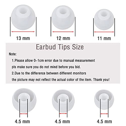 Silicone Ear Tips Replacement Earbud Tips for In-Ear Headphones (Inner Hole 3.8mm-5.5mm) 18 Pairs S M L - color: Transparent white
