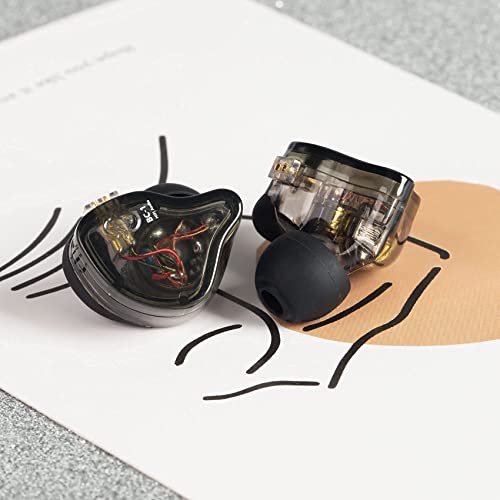 CCZ Yinyoo 멜로디 인이어 이어폰, 마이크 이어 모니터가 없는 헤드폰 유선 이어버드, IEM HiFi 베이스, 1DD 1BA, 이어 핀, 음악가, 가수, 스테이지용 4N OFC 케이블 (마이크 없음, 투명 블랙) - color: 투명., size: 마이크 없음, style: 마이크 없음