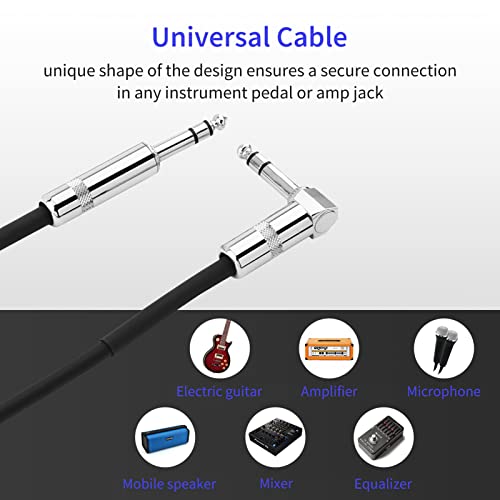 Donner 25ft TRS Cable 1/4” Male Right Angle to 1/4” TRS Male Straight Balanced Stereo Audio Patch Guitar Cable Black Sturdy No Hum - color: Black, size: 25 Feet, style: Right Angle& Straight-TRS Cable