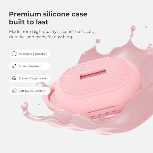 Soft Silicone Case for Raycon Everyday Classic Earbuds with Keychain&Cleaning Pen kit,Anti-Scratch Shockproof Protective Case Cover for Raycon Everyday Classic Earbuds Charging Case (Pink) - color: Pink