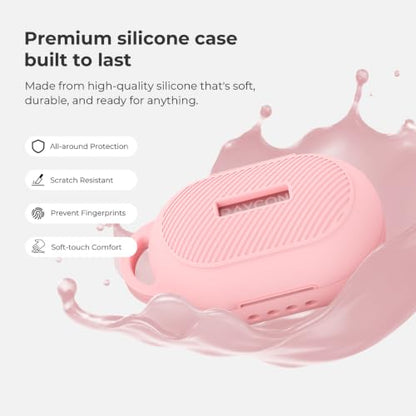 Soft Silicone Case for Raycon Everyday Classic Earbuds with Keychain&Cleaning Pen kit,Anti-Scratch Shockproof Protective Case Cover for Raycon Everyday Classic Earbuds Charging Case (Pink) - color: Pink