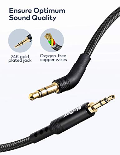 Mr Rex 2.5mm to 3.5mm Audio Cable Headphone Replacement Cord Nylon Braided Aux Cable Stereo Adapter for Bose 700 QuietComfort QC45 QC35II QC35 QC25 Headphones, JBL E45BT E55BT Headsets 16.5ft/5m,Black - size: 1-Pack, 16.5 ft