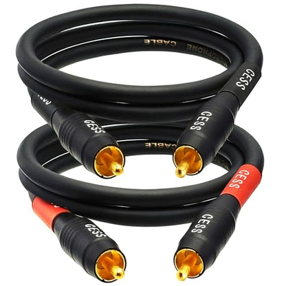 CNCESS CESS-075-2f Heavy Duty Waterproof RCA Cable, Phono Male to Male (2 FT) - size: 2 FT