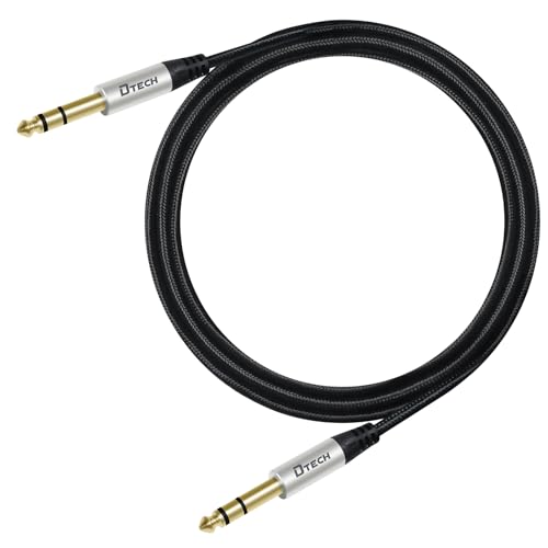 DTECH 5ft Electric Guitar Cable TRS 1/4 Instrument Cord Aux Balanced Stereo Jack Quarter Inch 6.35mm for DJ Speakers Amplifier Bass AMP Studio Audio Monitor Mixer - size: 5ft
