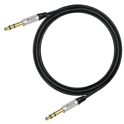 DTECH 5ft Electric Guitar Cable TRS 1/4 Instrument Cord Aux Balanced Stereo Jack Quarter Inch 6.35mm for DJ Speakers Amplifier Bass AMP Studio Audio Monitor Mixer - size: 5ft