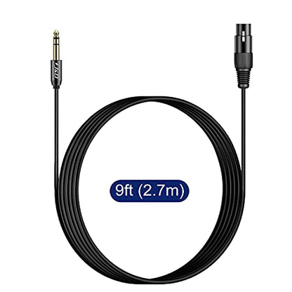 J&D XLR Female to 1/4 Inch 6.35mm TRS Stereo Jack Cable, XLR to Quarter inch Balanced Signal Interconnect Patch Cord for Speaker Condenser Mic Guitar Mixer AMP, 9 Feet - size: 9 Feet