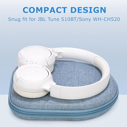 Ginsco Case Compatible with Sony WH-CH520 Wireless Headphones Bluetooth On-Ear Headset with Microphone, with JBL Tune 510BT/520BT/500BT Ultra-Slim Hard Shell Case for On Ear Headphones (Light Blue) - color: Light Blue