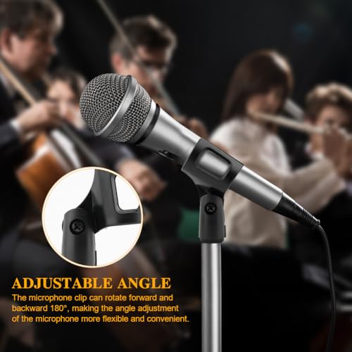 3 PCS Mic Clips for Stands Set, Universal Microphone Clip Holder, Adjustable Mic Holder for Stand with 2 pcs 5/8" Male to 3/8" Female Screw Adapter for Wired Wireless Microphones