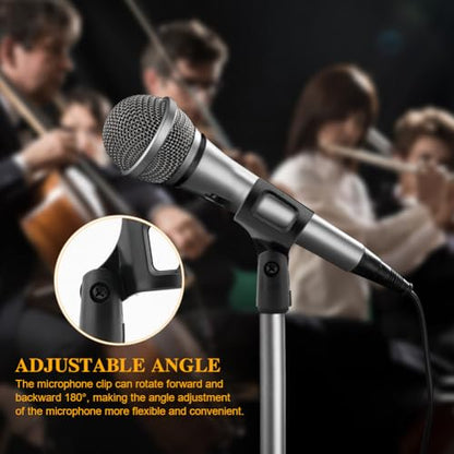 3 PCS Mic Clips for Stands Set, Universal Microphone Clip Holder, Adjustable Mic Holder for Stand with 2 pcs 5/8" Male to 3/8" Female Screw Adapter for Wired Wireless Microphones