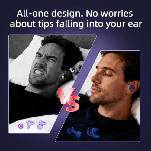 Noise Cancelling Ear Plugs Sleep 50dB NRR Side Sleep Small Ear | ultra soft silicone, reusable one-piece design, 4 sizes included, portable case - color: Dark Blue