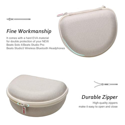 Headphone Case Compatible with Beats Studio Pro/Solo 4 / Studio 3 / Solo 3 / Picun B8 / BERIBES/JLab JBuds Lux ANC Wireless Bluetooth Noise Cancelling Headphones(Cream) - color: Cream