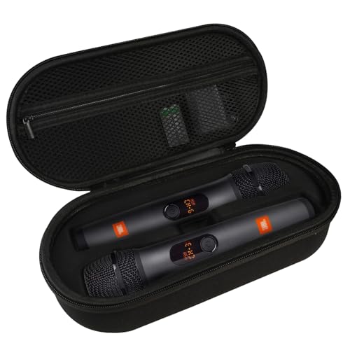 Wireless Microphone Case Compatible with JBL Wireless 2 Microphone System, Handheld Dual Mic Carrying Case, Travel Bag for Receiver, Batteries and Adapter, Karaoke - Black (Box Only) - color: Black