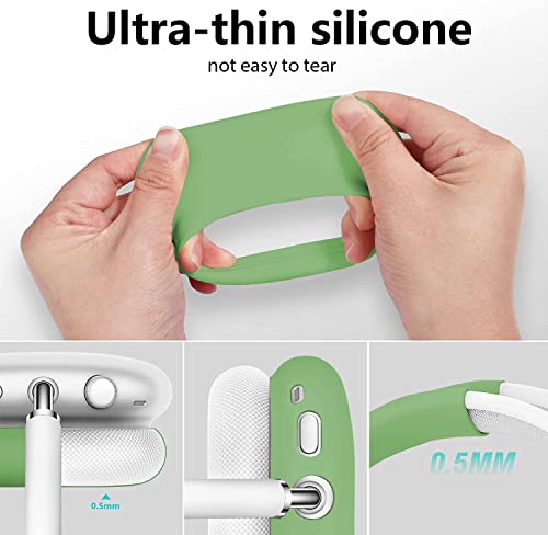 Case Cover for AirPods Max, Anti-Scratch Soft Silicone with Gold Heart Pattern Ear Cups Case Cover/Ear Pad Cover/Headband Cover for Apple AirPods Max Headphones (Matcha Green) - color: Matcha Green
