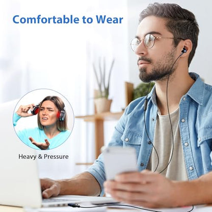 ACAGET USB Earbuds with Mic for PC Laptop 7.5FT Wired Meeting Mute Headsets | USB Computer Headphones Wired Headsets for Office School Desktop Student HiFi Noise Isolation In Ear Corded Gaming Earphones