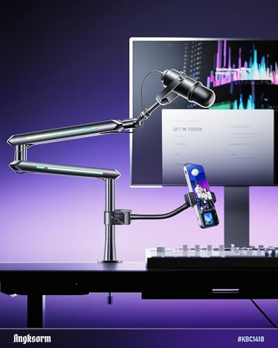 KBC1417 Phone Holder for Mic Stand, 9-Inch Gooseneck, Super Clamp | Mic Stand Phone Mount, Music Stand Phone Holder, Super Clamp Mount, 9-Inch Gooseneck, 0.47-1.8 Inch Pole Clamp - size: 9" with Clamp