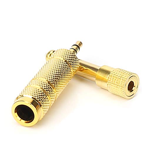 3.5mm 1/8 inch TRS Plug to 6.35mm 1/4 inch Jack and 3.5mm Female to 6.35 Male Plug Gold Plated Set Audio Stereo Adapter Converter for Headphone, Microphone (4 -Pack) - size: 6.35mm to 3.5mm Adapter Set (4-Pack)