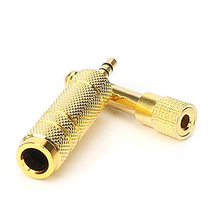 3.5mm 1/8 inch TRS Plug to 6.35mm 1/4 inch Jack and 3.5mm Female to 6.35 Male Plug Gold Plated Set Audio Stereo Adapter Converter for Headphone, Microphone (4 -Pack) - size: 6.35mm to 3.5mm Adapter Set (4-Pack)