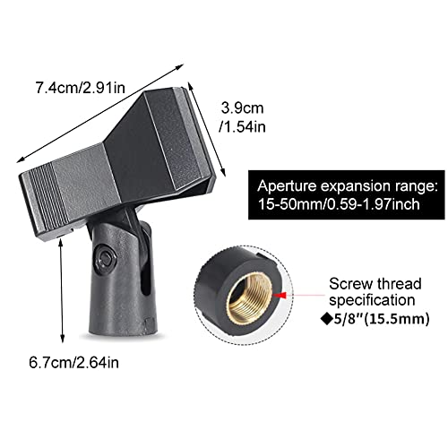 2pcs Microphone Clip, Adjustable Mic Clip Holder for Mic Stand, Mic Holder Clamp for Handheld Microphones(Black)
