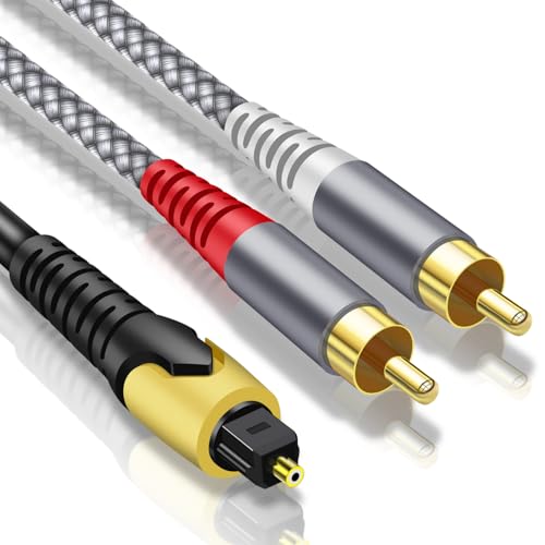 192KHz DAC Optical to RCA Converter,Optical Audio Cable to RCA Male Cable Adapter,Digital to Analog Audio Converter for HDTV, DVD, Set-top Boxes(Unidirectional from O-ptical to RC A Only) Cable -6.6FT - size: 6.6FT