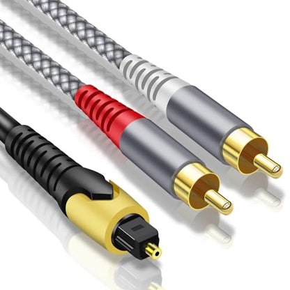 192KHz DAC Optical to RCA Converter,Optical Audio Cable to RCA Male Cable Adapter,Digital to Analog Audio Converter for HDTV, DVD, Set-top Boxes(Unidirectional from O-ptical to RC A Only) Cable -6.6FT - size: 6.6FT