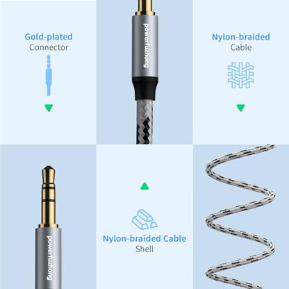 Aux Cable (20 ft), [Copper Shell, Hi-Fi Sound] 3.5 mm Male to Male Braided Auxiliary Cord Compatible with Headphone, Smartphone, Home/Car Stereo, Speaker, Echo & More (20FT(2PACK)) - size: 20FT(2PACK)