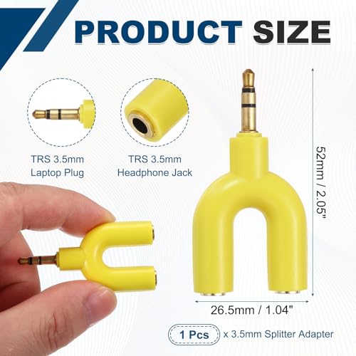 MECCANIXITY Headphone Splitter Adapter, 3.5mm Male to Dual Female Y Jack Aux Splitter for Phone Headset PS4 Switch Tablets, Yellow - color: Yellow
