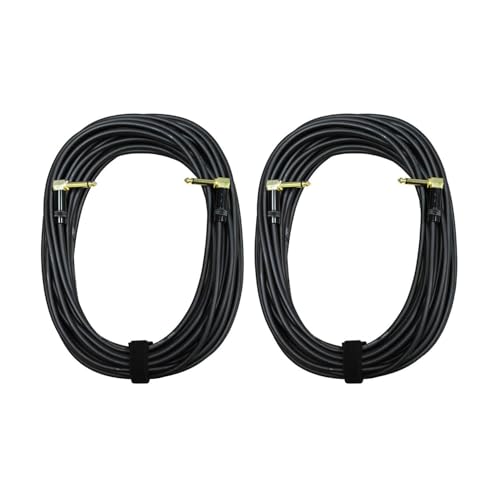 Audio2000'S E27150P2 Two-Pack 50-Feet Gold-Plated 1/4-Inch TS Right Angle to Gold-Plated 1/4-Inch TS Right Angle Audio/Patch/Stage/Recoding/Instrument Cables (Total Two 50-Feet Cables)