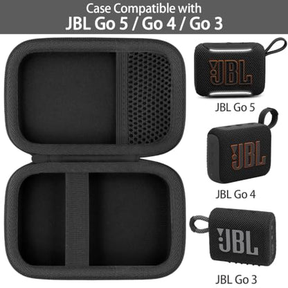 for JBL Go 5/4/3 Ultra Portable Speaker Hard Travel Case, Black | Protective Storage Bag with Mesh Pocket & Hand Strap, Shockproof EVA Carrying Box, Soft Lining - color: Black Case