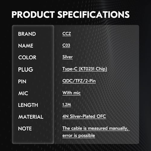 keephifi 3.9ft C03 2 Pin IEM Cable with Mic USB-C | 4N Silver-Plated OFC Headphone Cable Earbuds Wire for Moondrop blessing/Aria; Truthear Hexa/Zero; Simgot EW100P - color: Silver