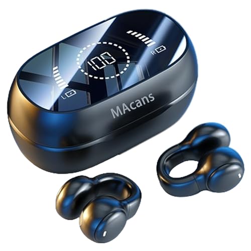 Wireless Earbuds Open Ear Clip Headphones Air Conduction Earbuds LED Power Display Earphones Sport Bluetooth 5.3 Headphones (Black) - color: Black