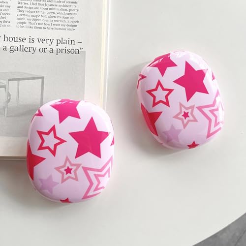 Case Compatible with AirPods Max Headphones, Soft TPU Cute Pink Star Pattern Anti-Scratch Protective Ear Cup Covers Headphone Cases for Woman Kids - color: pink stars