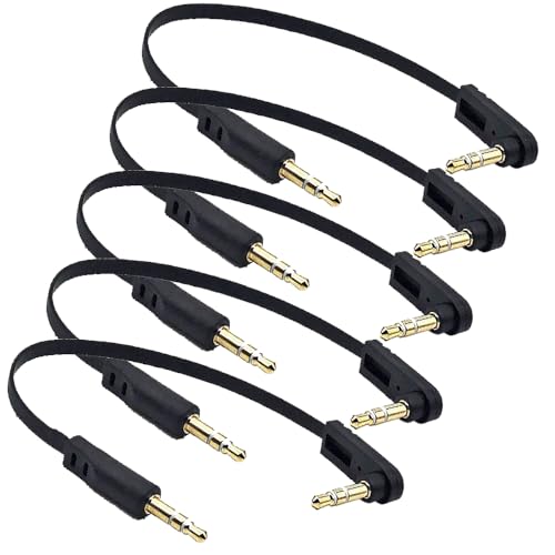 15.2cm(6인치) 3.5mm 스테레오 잭 오디오 케이블, 스트레이트 수 - 90도 각도 수 0.3cm(1/8인치) TRS 플러그 AUX 코드, 헤드폰, 스피커, 자동차 오디오, 홈 오디오용, 1팩