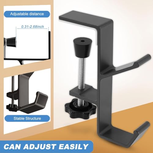 Headphone Stand - Aluminum Alloy Headphone Holder, Under Headset Stand for Desk Fit for PC Gaming Headset Hanger Hook Suitable for Office, Computer, Student Class Desk, Handmade Creator Table (Blanco)