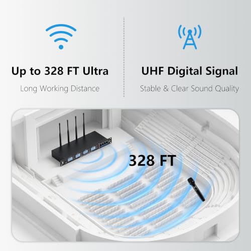 PRORECK UK-4000 UHF 4 Channel Wireless Microphone System with Four Handheld Microphone, 500 Selectable Frequency Range, Perfect for Home Karaoke/smallgatherings (UK-4000)