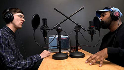 Rockville RCM01 Gaming Condenser Microphone Bundle with RDMS70 Mic Stand | 25mm Cardioid, 48V Phantom Power, XLR and 3.5mm Cables, Metal Shock Mount, Adjustable Boom Stand, Streaming Podcast, 2-Items