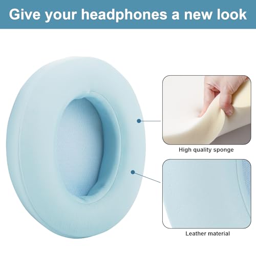 Studio 3 Ear Pads Cushions Replacement Earpads for Beats Studio 2 & Studio 3 Wired & Wireless Headphones, Ear Cushions Memory Foam Earpads with Soft Protein Leathe-Crystal Blue - color: Crystal Blue