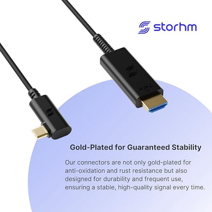 STORHM USB-C Right Angle to HDMI 2.0 Cable - HDMI Certified Ultra High Performance 4K Active Optical Cable – Unparalleled Performance and Compatibility (10ft) - style: 10ft
