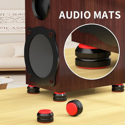 Preffair Audio Speaker Aluminum/Silicone Isolation Feet Turntable Damper Vibration Stopper Stand Absorption Shock Pad for Amplifier Preamp DAC Devices 4Pcs (Red, 1.73"x1.18") - color: Red