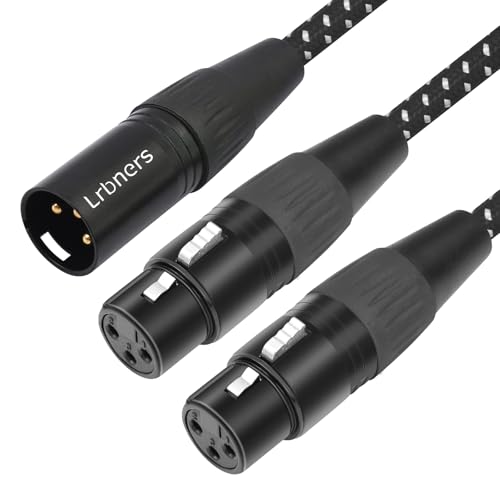 2FT XLR Male to Dual Female Cable – 3pin XLR Y-Splitter Shielded Audio Cable for Mic Splitting & Studio Use 2-Pack - color: 1 Male to 2 Female