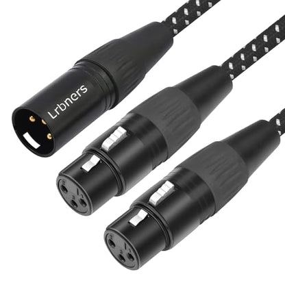 2FT XLR Male to Dual Female Cable – 3pin XLR Y-Splitter Shielded Audio Cable for Mic Splitting & Studio Use 2-Pack - color: 1 Male to 2 Female