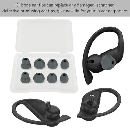 Replacement Earbud Tips Silicone Ear Tips Compatible with Powerbeats Pro Beats Wireless Earphone Headphones Rubber Tips Eartips, 4 Pairs Dark Gray - color: Dark Gray
