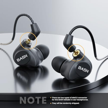 BASN Metalen 4 Drivers in-Ear Monitor Headphones, Wired Earbuds, Matt Black | 2BA+2DD Musicians Noise Isolating IEMs with Deep Bass, Two Detachable MMCX Cables with Case for Singers,Drummers,Bassists - color: Matte Black