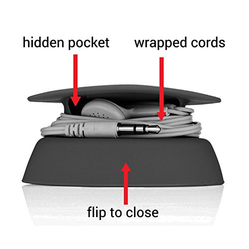 Budley - Tangle-Free Earphone/Earbud Case Compact Storage System, Silicone (Black, Set of 1) - color: Black