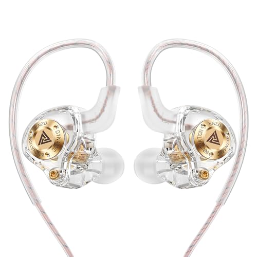 Piluyaa Wired Gaming Headphones IEM Earphones with 1DD，QKZ ENZO in Ear Monitor, HiFi USB C Earbuds, Bass Sound with New 11mm Dynamic Driver for Video Music Gaming (White) - color: Light WHITE