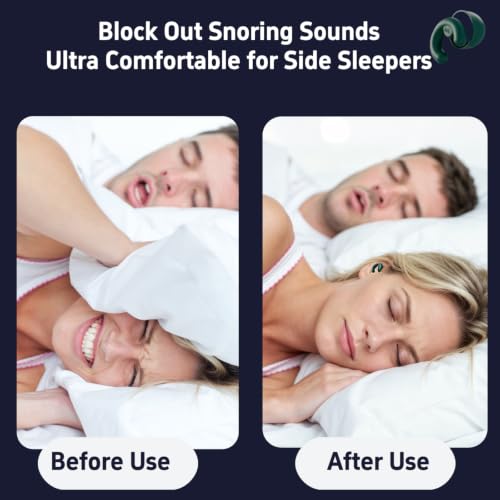 Noise Cancelling Ear Plugs Sleep 50dB NRR Side Sleep Small Ear | ultra soft silicone, reusable one-piece design, 4 sizes included, portable case - color: Dark Green